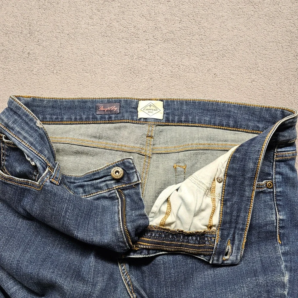St. John's Bay Jeans Womens Blue Denim Stretch Straight Leg Americana Streetwear